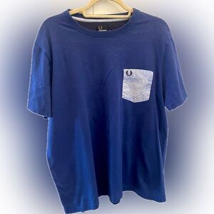 Fred Perry XL Blue Tshirt with Camo front pocket